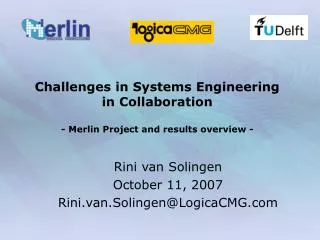 Challenges in Systems Engineering in Collaboration - Merlin Project and results overview -