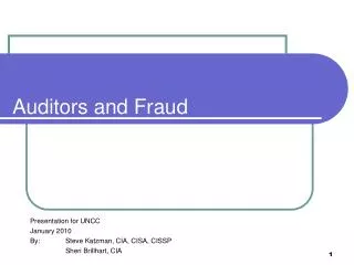 Auditors and Fraud