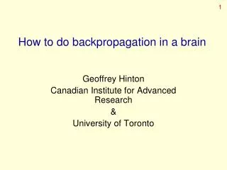 How to do backpropagation in a brain