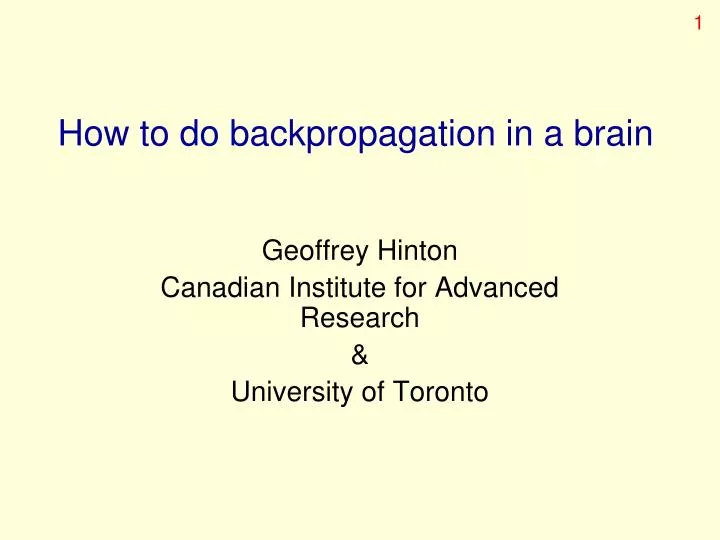 how to do backpropagation in a brain