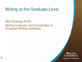 Writing at the Graduate Level