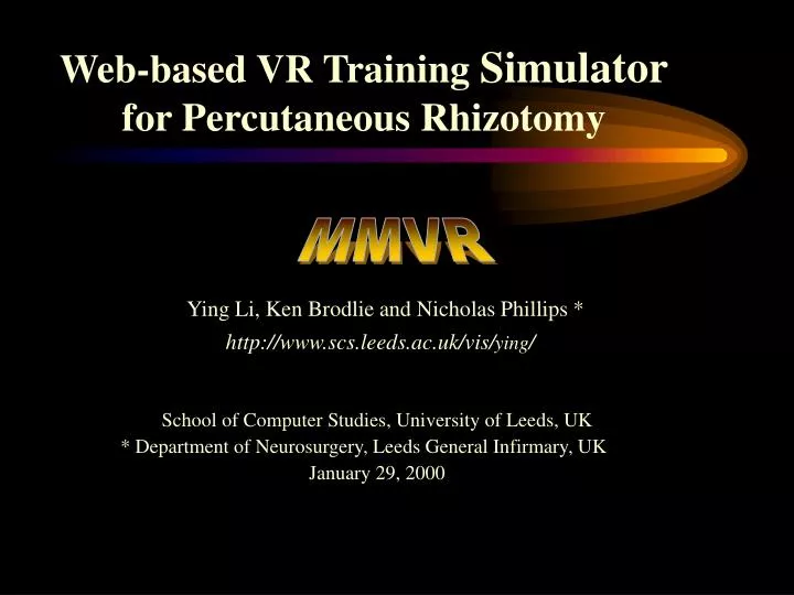 web based vr training simulator for percutaneous rhizotomy