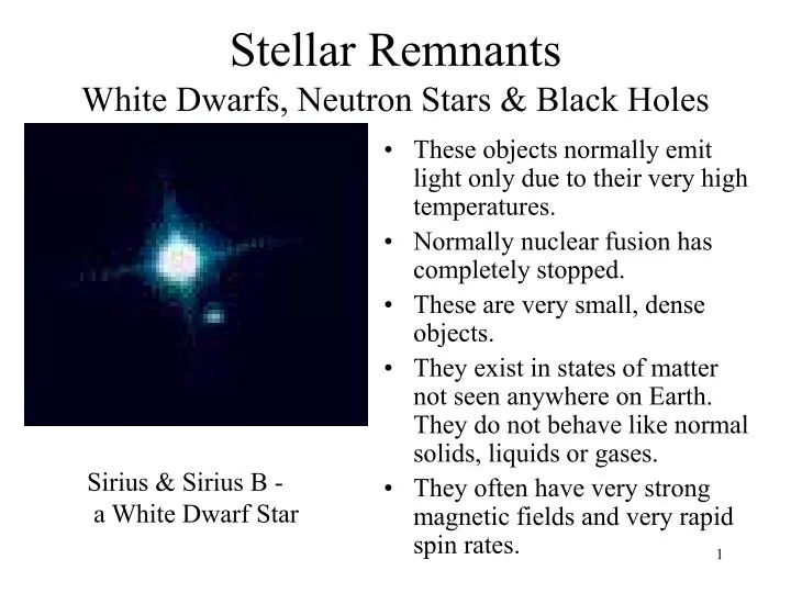 stellar remnants white dwarfs neutron stars black holes