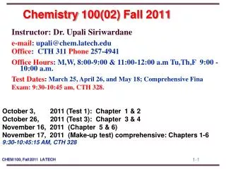 Chemistry 100(02) Fall 2011