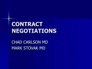 CONTRACT NEGOTIATIONS