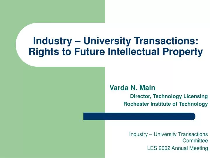 industry university transactions rights to future intellectual property