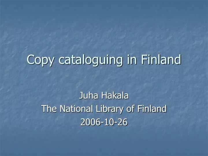 copy cataloguing in finland