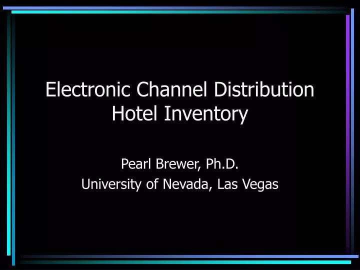 electronic channel distribution hotel inventory