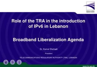 Role of the TRA in the introduction of IPv6 in Lebanon Broadband Liberalization Agenda
