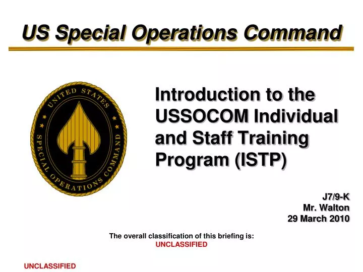 introduction to the ussocom individual and staff training program istp