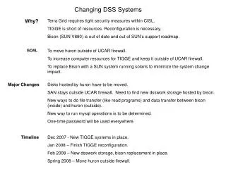 Changing DSS Systems