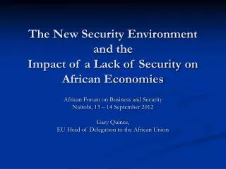 The New Security Environment and the Impact of a Lack of Security on African Economies