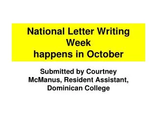 National Letter Writing Week happens in October