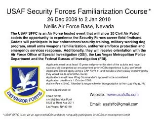 USAF Security Forces Familiarization Course *