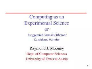 Computing as an Experimental Science or Exaggerated Formalist Rhetoric Considered Harmful