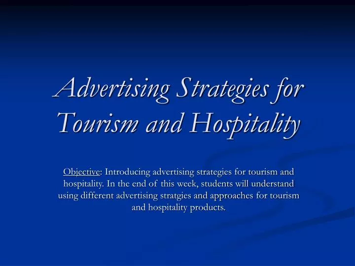 advertising strategies for tourism and hospitality
