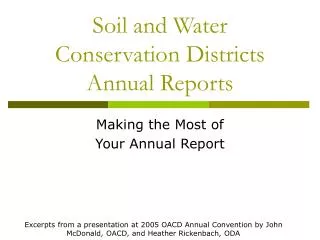 Soil and Water Conservation Districts Annual Reports