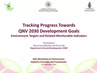 QSA Workshop on Environment Statistics Concepts and Frameworks 24 September 2012