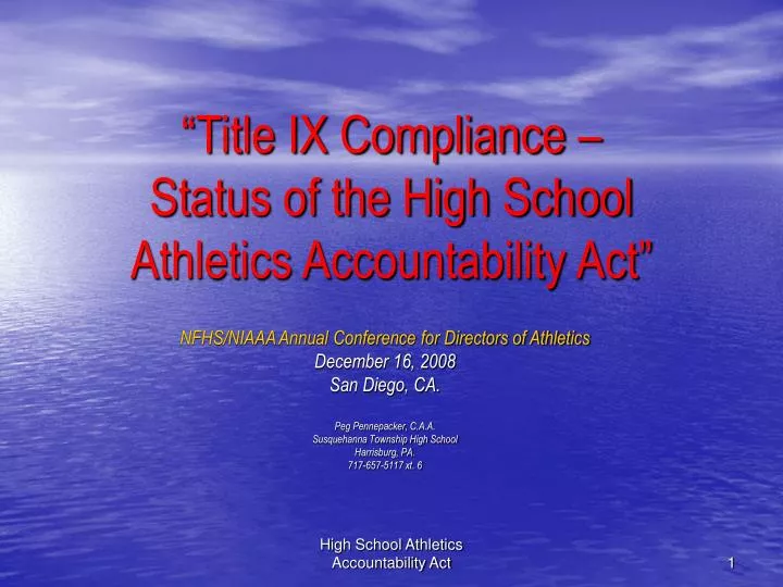 title ix compliance status of the high school athletics accountability act