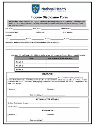Income Disclosure Form