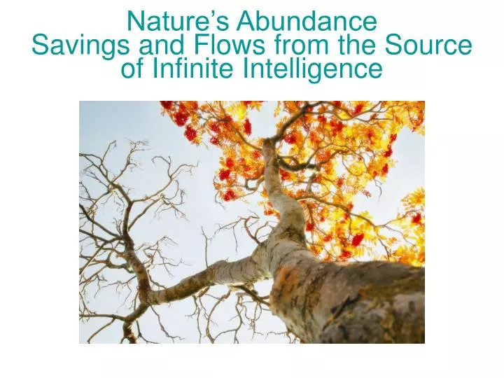 nature s abundance savings and flows from the source of infinite intelligence