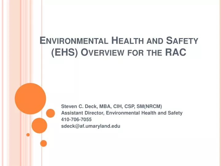 environmental health and safety ehs overview for the rac