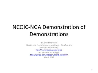 NCOIC-NGA Demonstration of Demonstrations