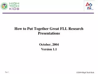How to Put Together Great FLL Research Presentations