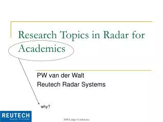 Research Topics in Radar for Academics