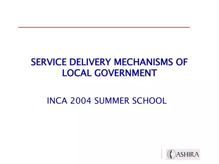 service delivery mechanisms of local government