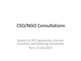 CSO/NGO Consultations