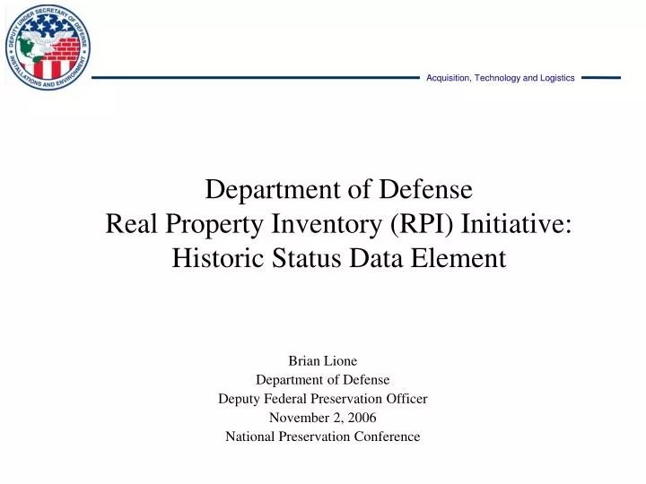 department of defense real property inventory rpi initiative historic status data element