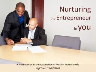 Nurturing the Entrepreneur in you