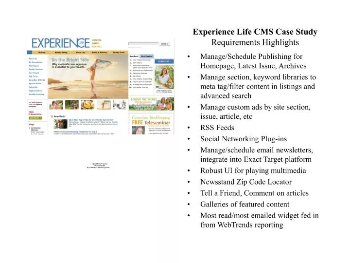 experience life cms case study requirements highlights