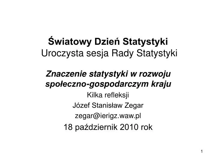 wiatowy dzie statystyki uroczysta sesja rady statystyki