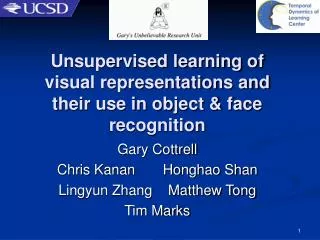 Unsupervised learning of visual representations and their use in object &amp; face recognition