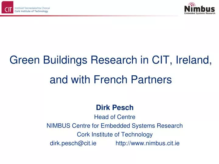 green buildings research in cit ireland and with french partners