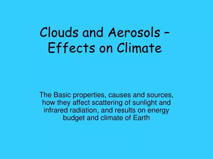 clouds and aerosols effects on climate