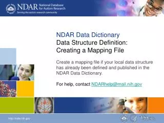 NDAR Data Dictionary Data Structure Definition: Creating a Mapping File