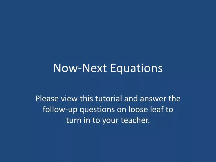 now next equations