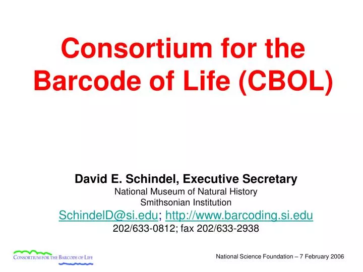 consortium for the barcode of life cbol