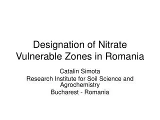 Designation of Nitrate Vulnerable Zones in Romania