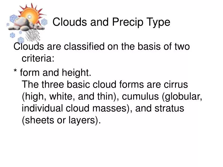 clouds and precip type