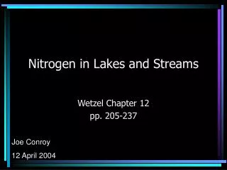 Nitrogen in Lakes and Streams