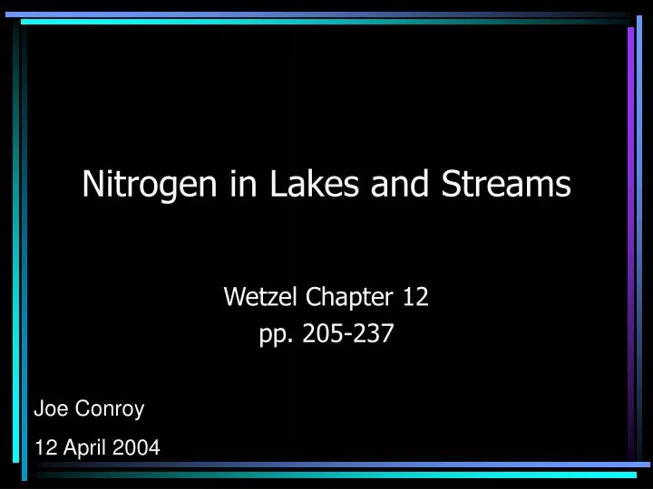 nitrogen in lakes and streams