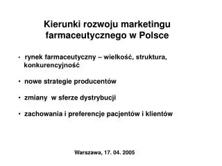 Kierunki rozwoju marketingu farmaceutycznego w Polsce