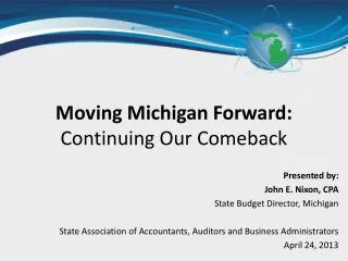 Moving Michigan Forward: Continuing Our Comeback