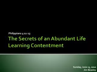 The Secrets of an Abundant Life Learning Contentment