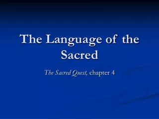 The Language of the Sacred