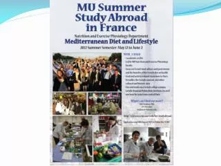 Summer Study Abroad in France: Mediterranean Diet and Lifestyle